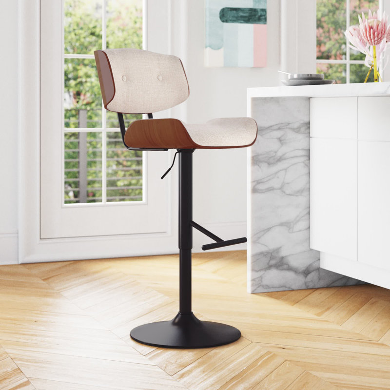 Olmo Swivel Upholstered Adjustable Height Counter Stool with Metal Frame